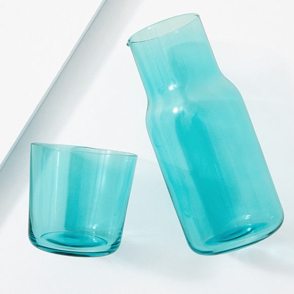 JONATHAN ADLER BIBA Blue Glass Bedside Carafe & Cup Set NIB - Picture 4 of 7